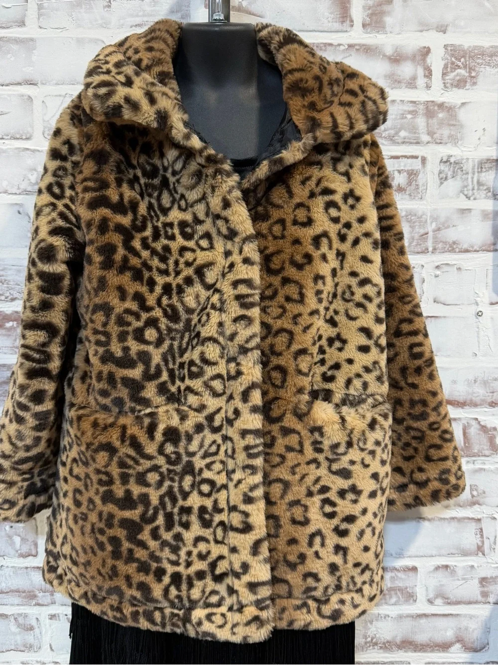Urban Republic Brown Leopard Print Teddy Jacket youth 7/8